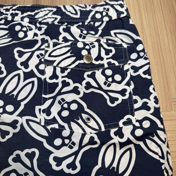 Psycho Bunny Blue Swim Trunk Shorts All-Over-Print Logo Size XL - Picture 11 of 12